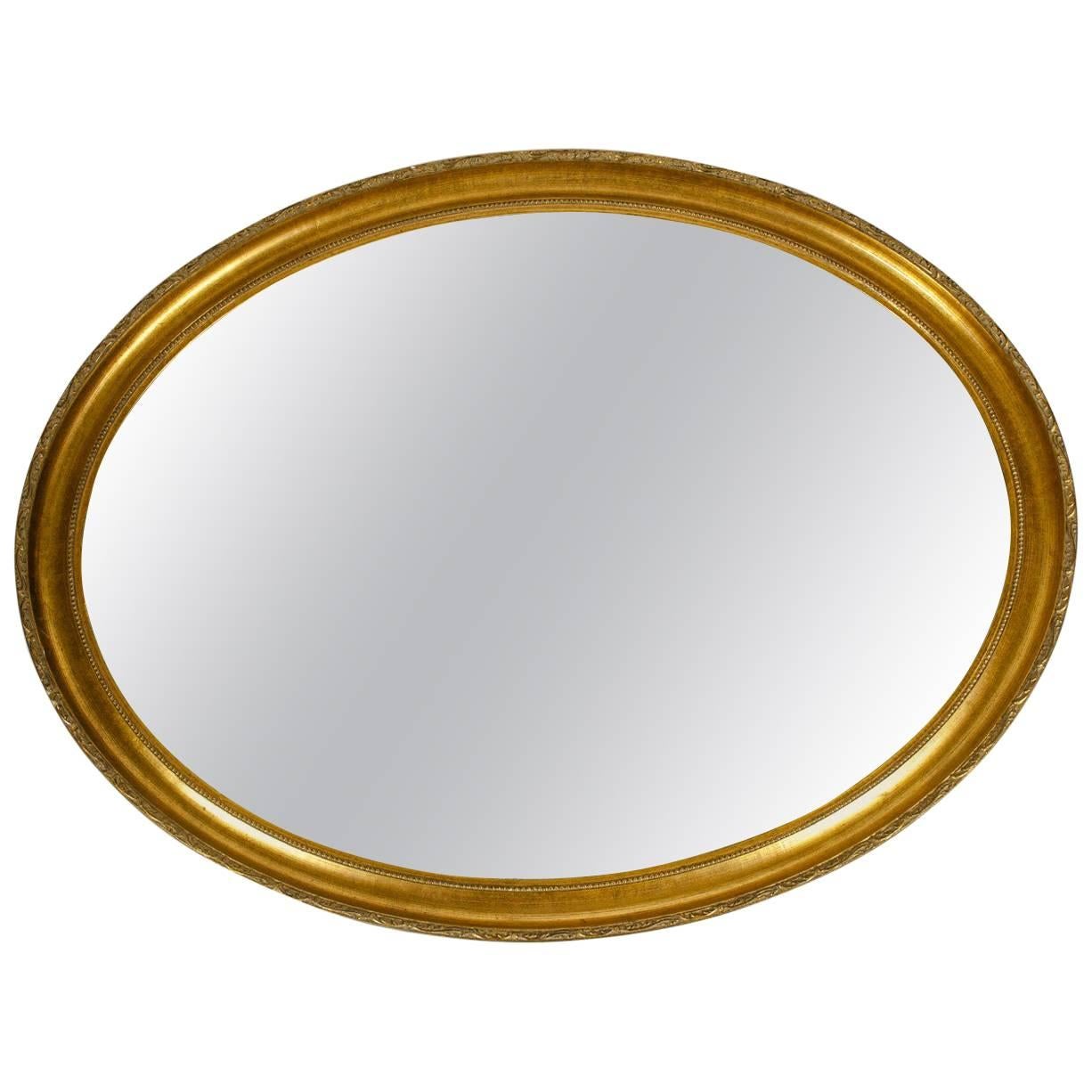 Mid-20th Century Wood Frame Oval Hanging Mirror
