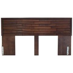 Sculptural Oiled Walnut Strips King-Size Headboard