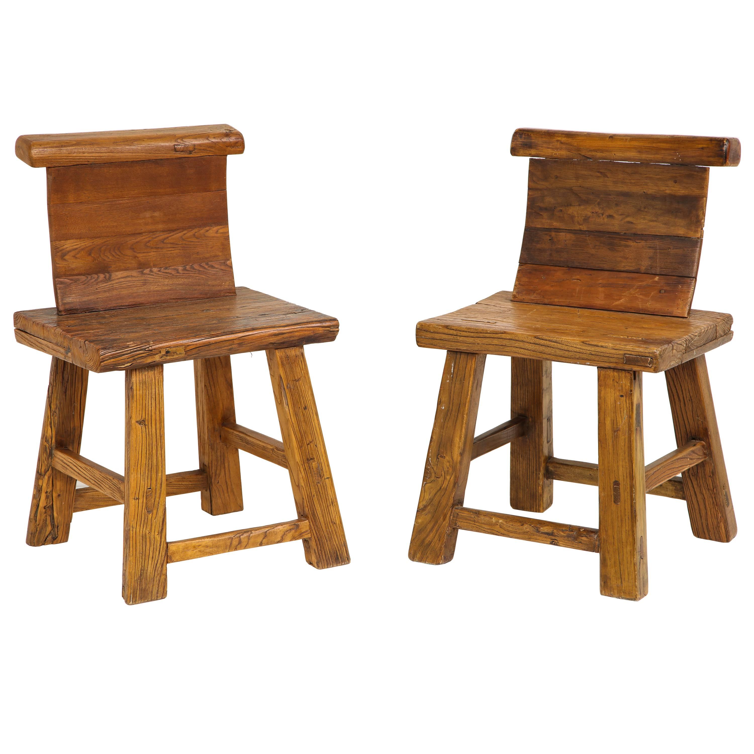 Pair of Primitive Rustic Side Chairs
