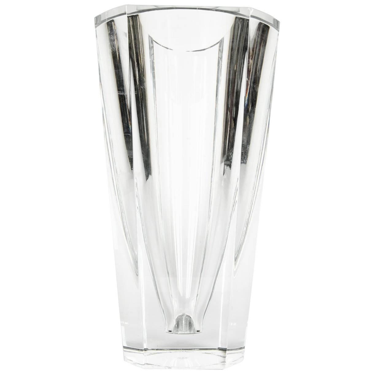 Large Art Deco Baccarat Facet Cut Crystal Vase For Sale at 1stDibs