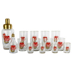 Beautiful Vintage Barware 14 Pieces Cocktail Shaker Set