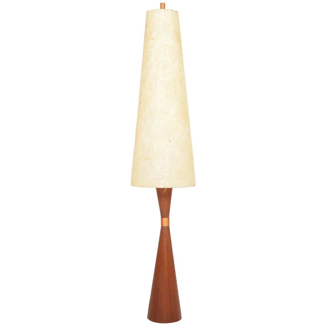 Italian Modern Teak Hourglass Floor Lamp
