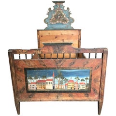 Antique European Painted Children's Bed