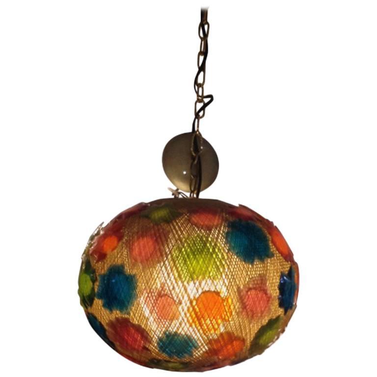 Vintage Midcentury Acrylic Globe Hanging Light For Sale