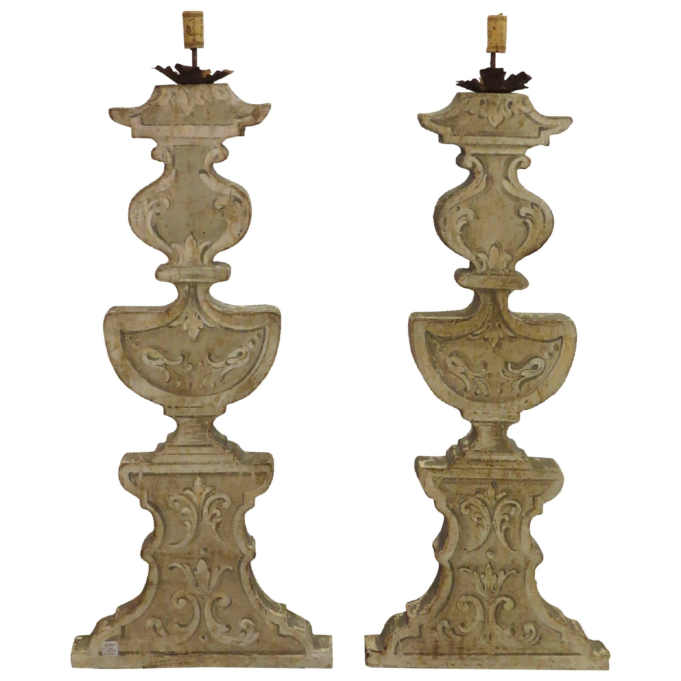 Pair of 20th Century Painted Candlesticks For Sale