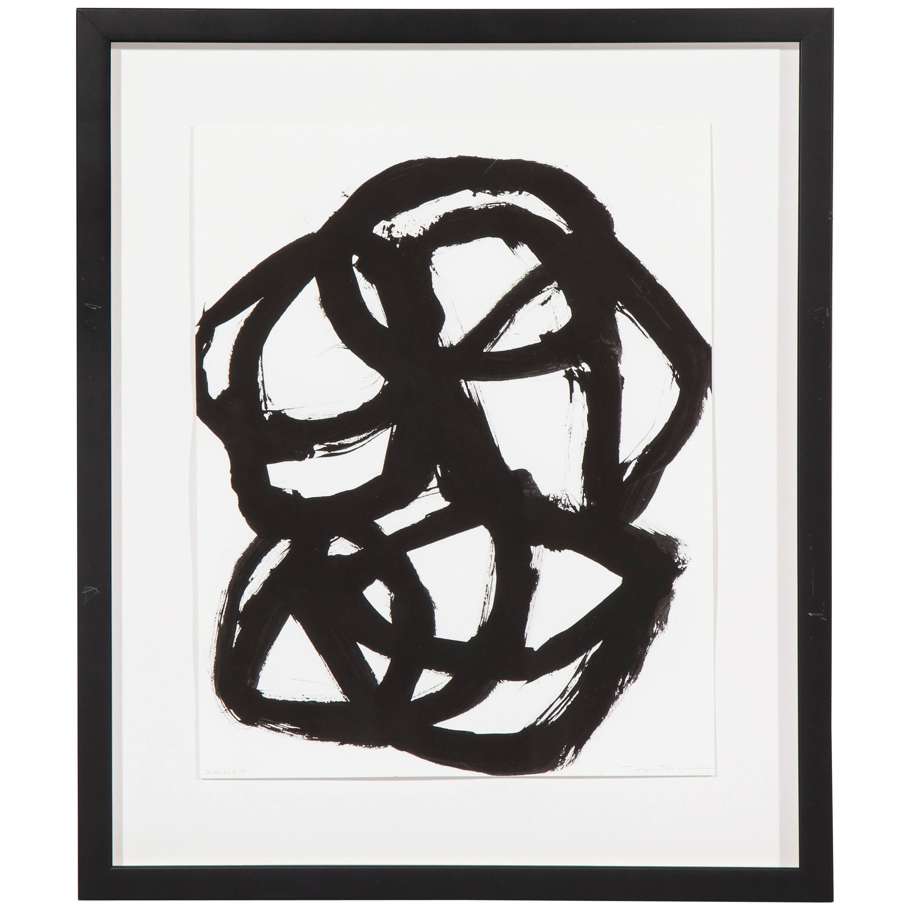Framed Tim Forcum Ink on Paper Black Abstract