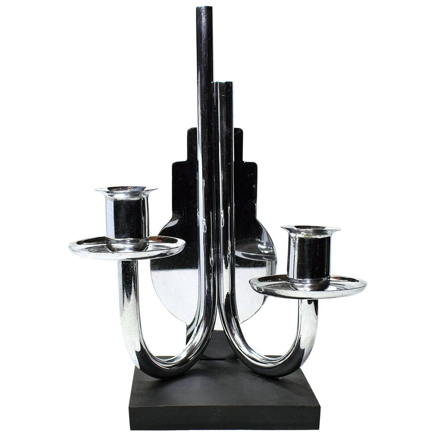 High Style Modernist Art Deco Candlestick For Sale