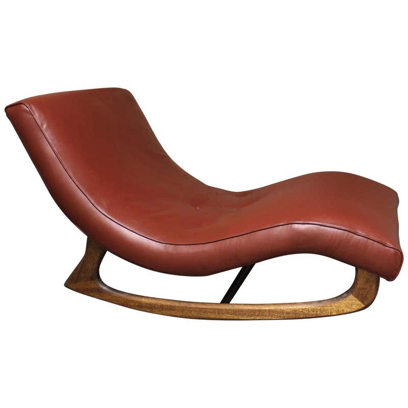 Adrian Pearsall Wave Rocking Chair in Leather at 1stDibs
