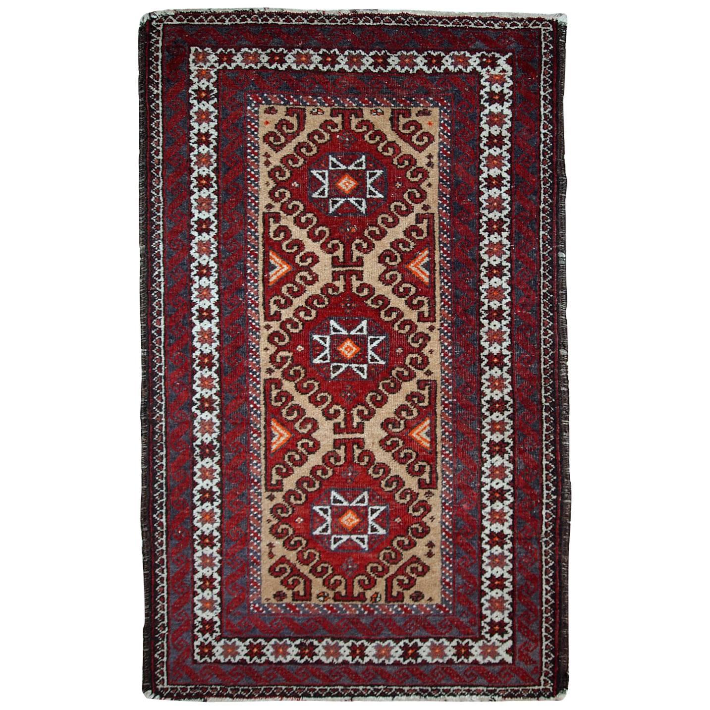 Handmade Vintage Afghan Ersari Rug, 1940s, 1C592