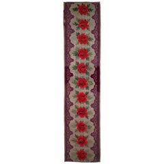 Handmade Antique American Hooked Runner, 1920s, 1C593