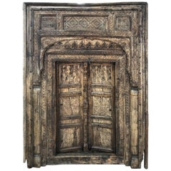 Porte ancienne en bois sculpté à la main:: Nuristan Afghani:: 1800