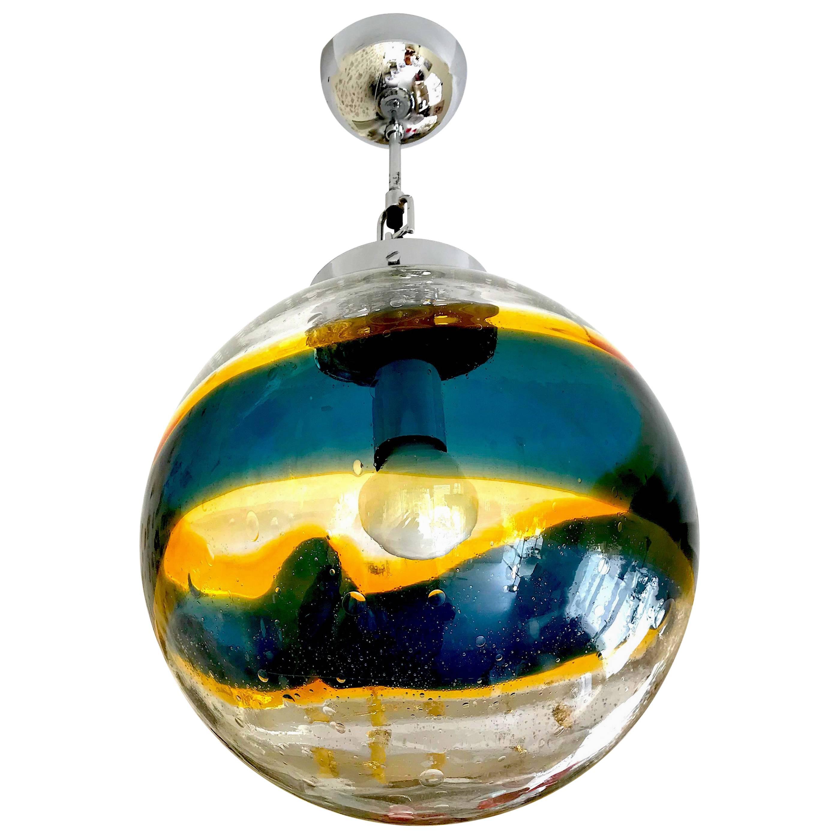 Palolo Venini mid-century Murano pendant Glass Globe Handblown 35 cm, 1960 For Sale