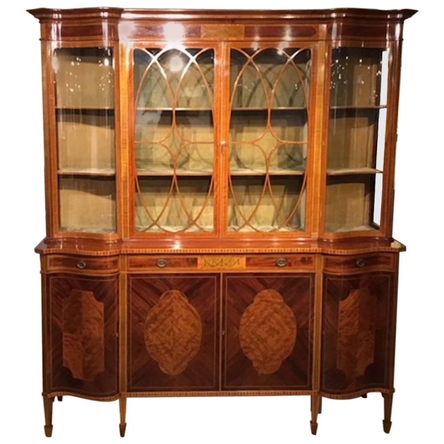 Superb Large Mahogany Edwardian Period Antique Display Cabinet by Maple & Co