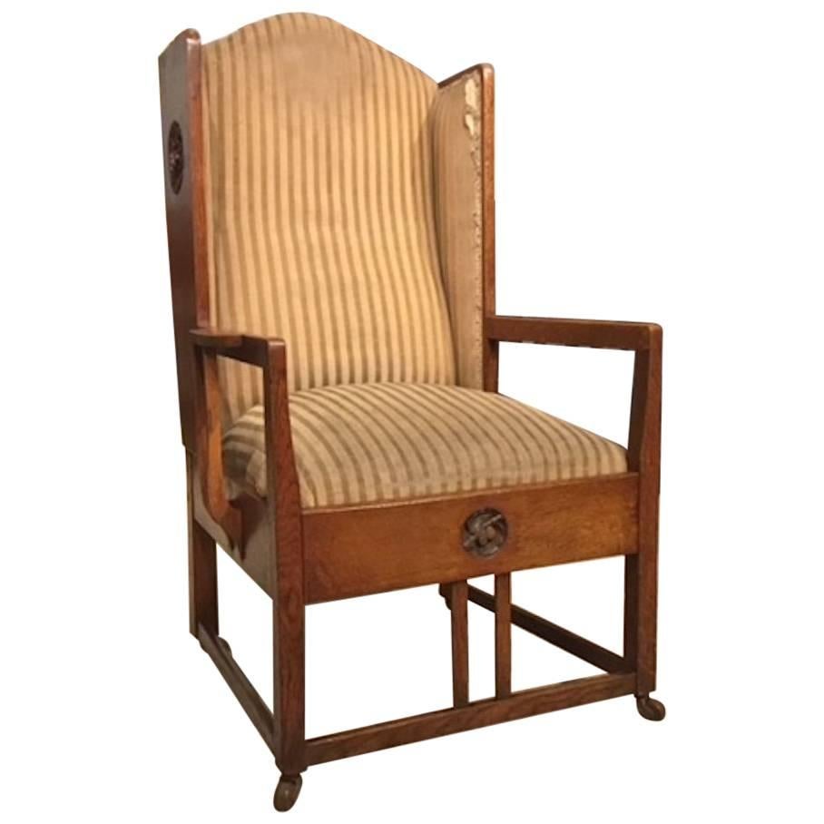 Arts & Crafts Period Oak Winged Armchair by George Montague Ellwood