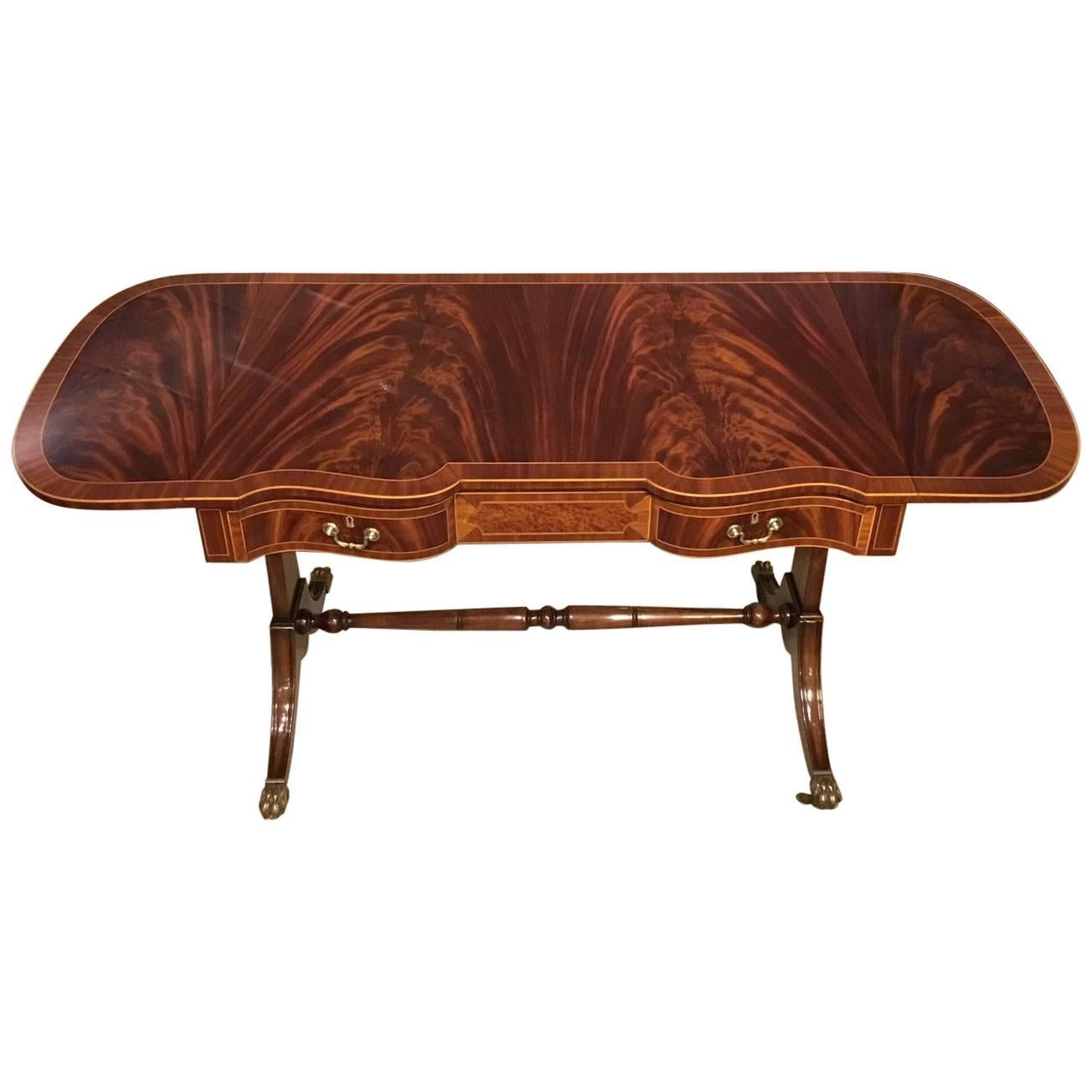 Fine Quality Flame Mahogany Edwardian Period Antique Sofa Table