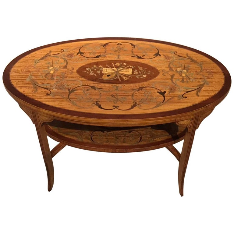 Beautiful Oval Satinwood Marquetry Inlaid Edwardian Period Coffee Beautiful Oval Satinwood Marquetry Inlaid Edwardian Period Coffee Table For