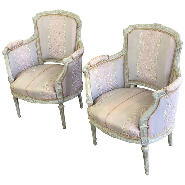 Pair of French Upholstered Armchairs For Sale at 1stDibs