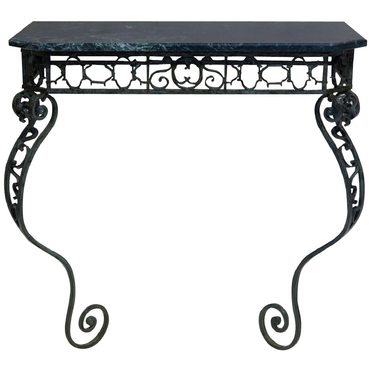 French Iron and Marble Console Table, circa 1850s