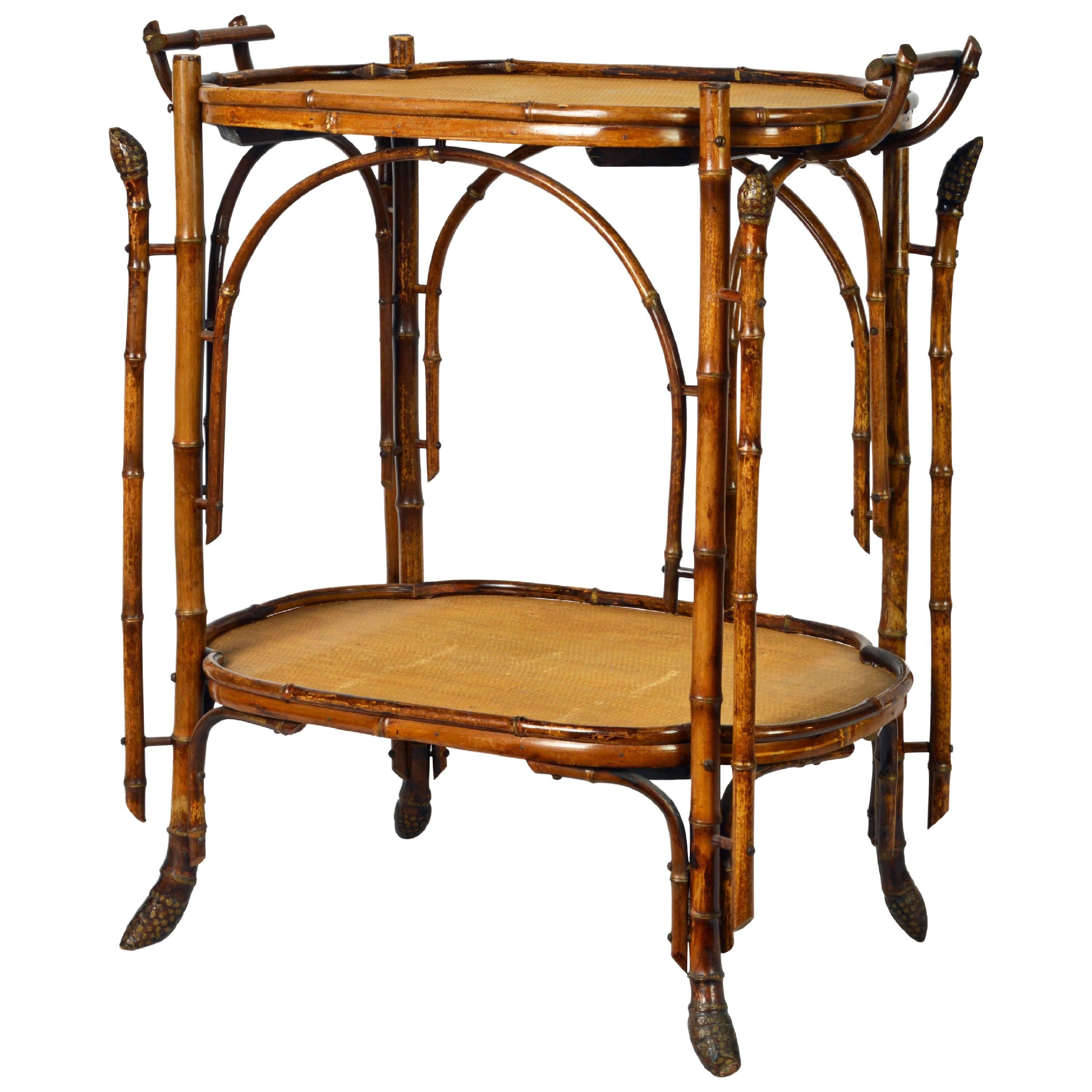 French Chinoiserie Bamboo Tea Table in Perret et Vibert Manner, Paris