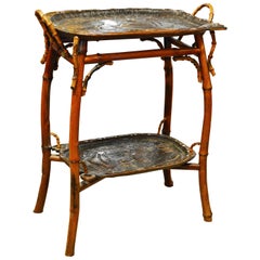 French Art Nouveau Japonaiserie Bamboo Tea Table by Perret et Vibert, Paris