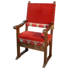 Vintage Armchair 'Type Called “Friar”' Wood, Textil, Spain, 20th Century