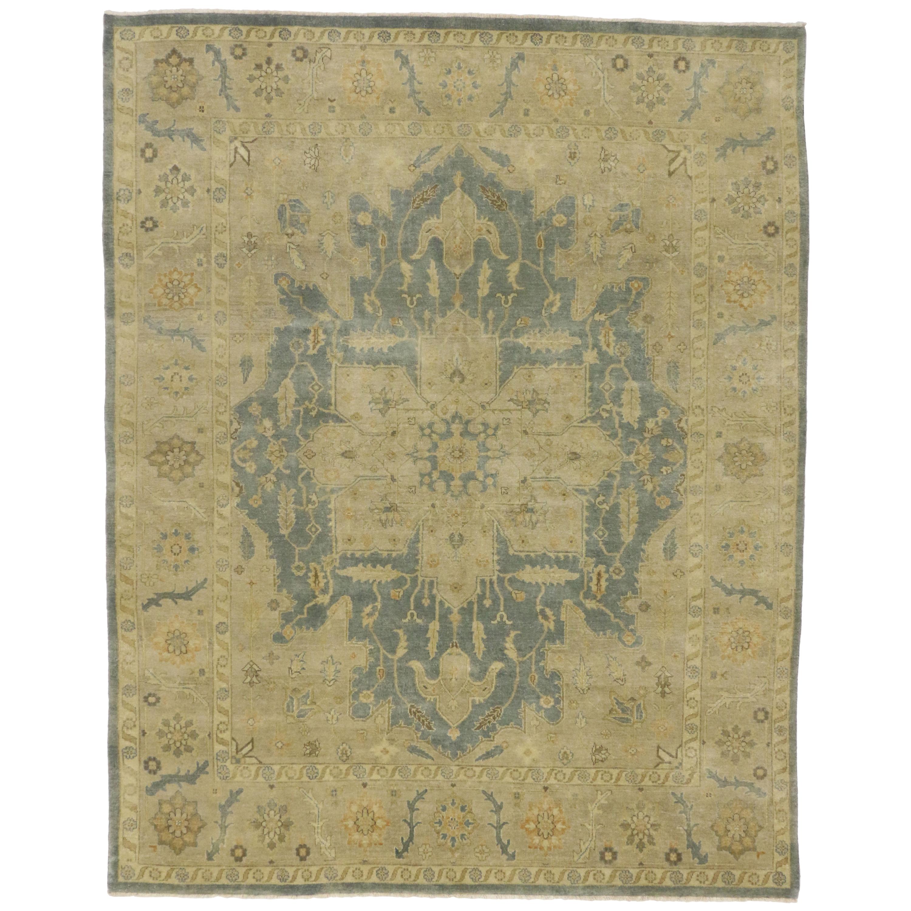 Contemporary Heriz Style Rug with Neutral Colors
