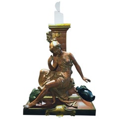 La Cruche Casee, Antiguo candelabro de escritorio escultórico de bronce francés, circa 1875