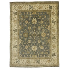 Contemporary Indian Transitional Style Area Rug with Oushak Design