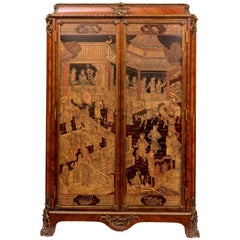 Louis XV Style Armoire with Chinoiserie Coromandel Panels and Bronze Details