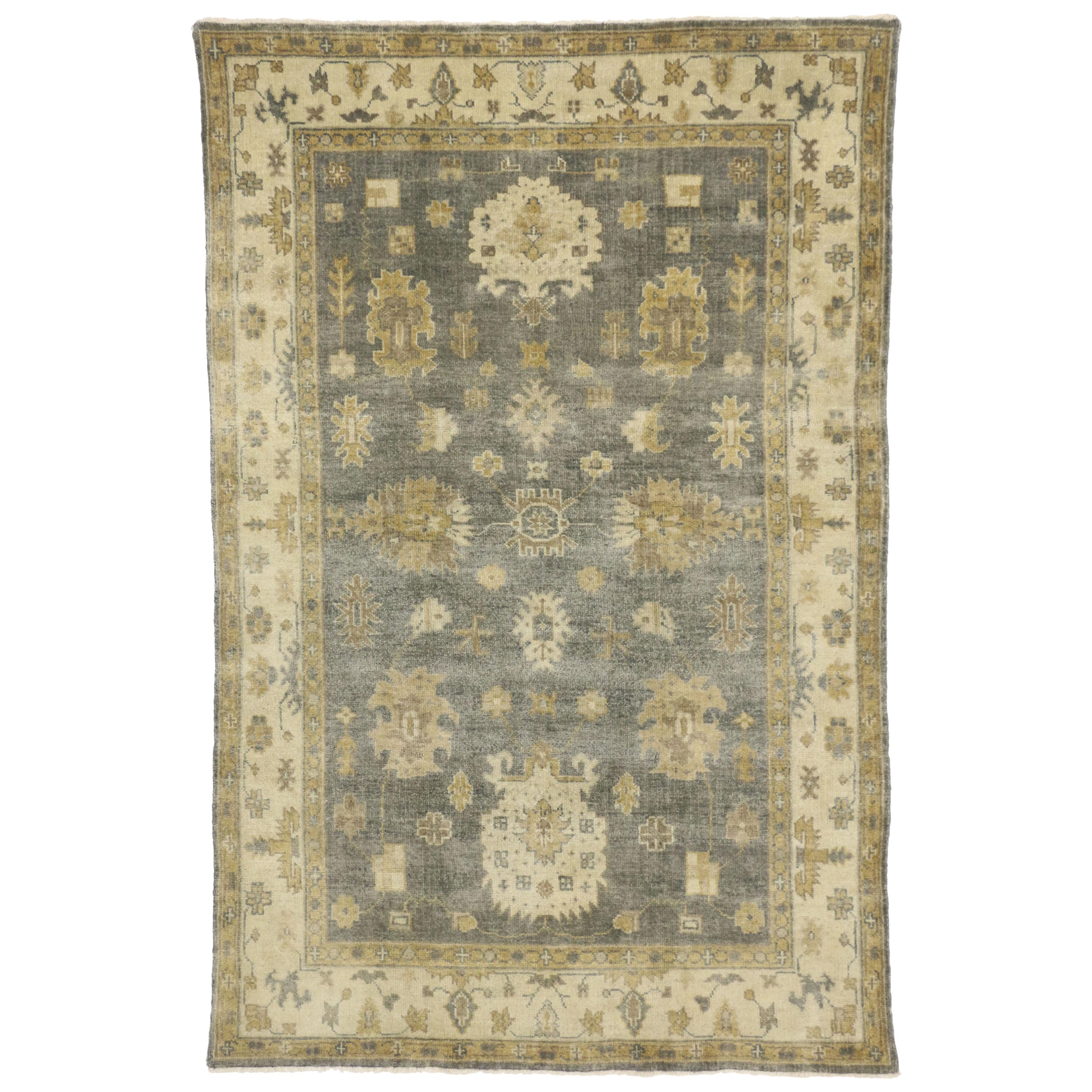 New Transitional Area Rug with Oushak Design with Luxe Style