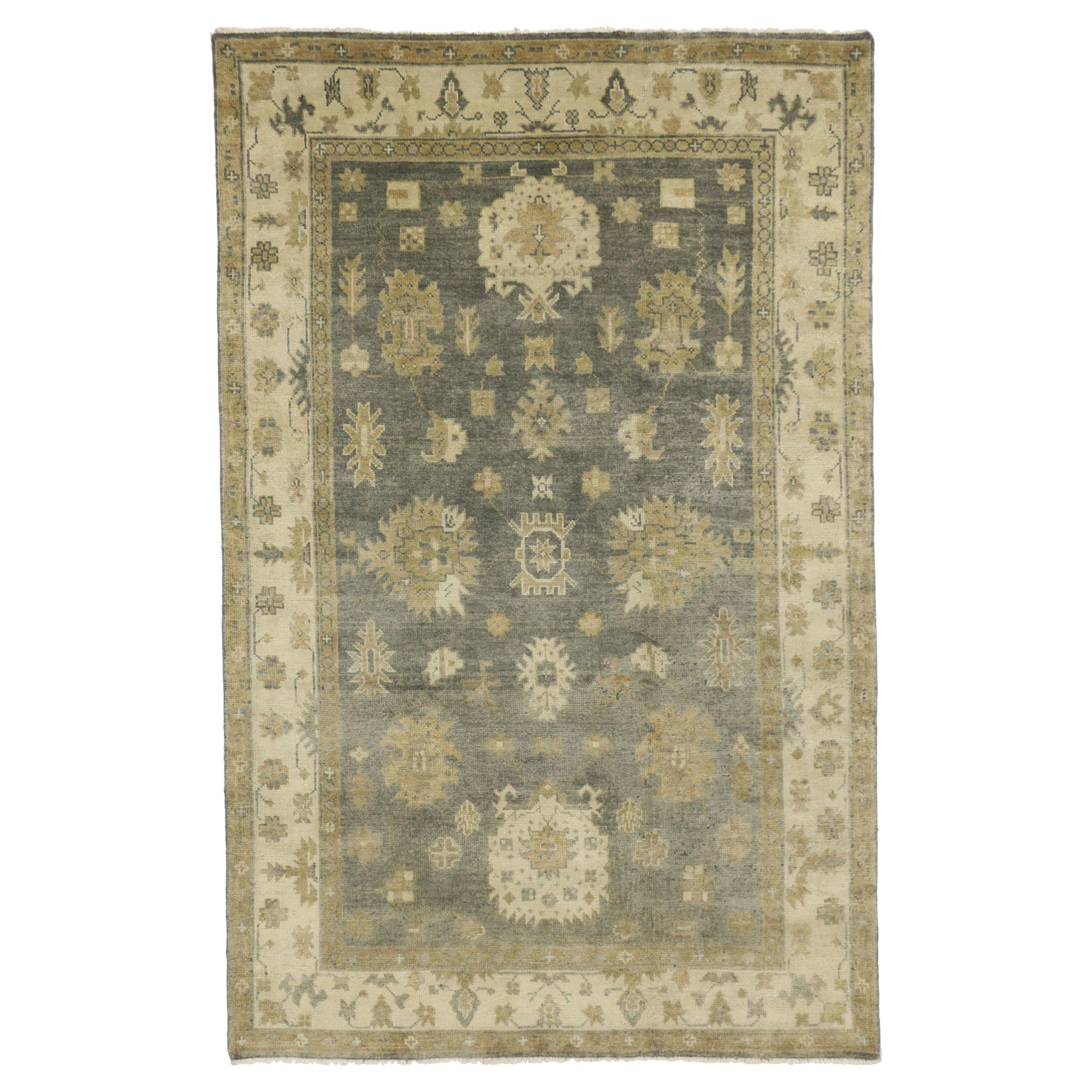 New Transitional Area Rug with Oushak Design with Luxe Style For Sale