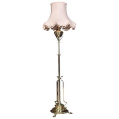 Victorian Brass Standard Lamp and Shade