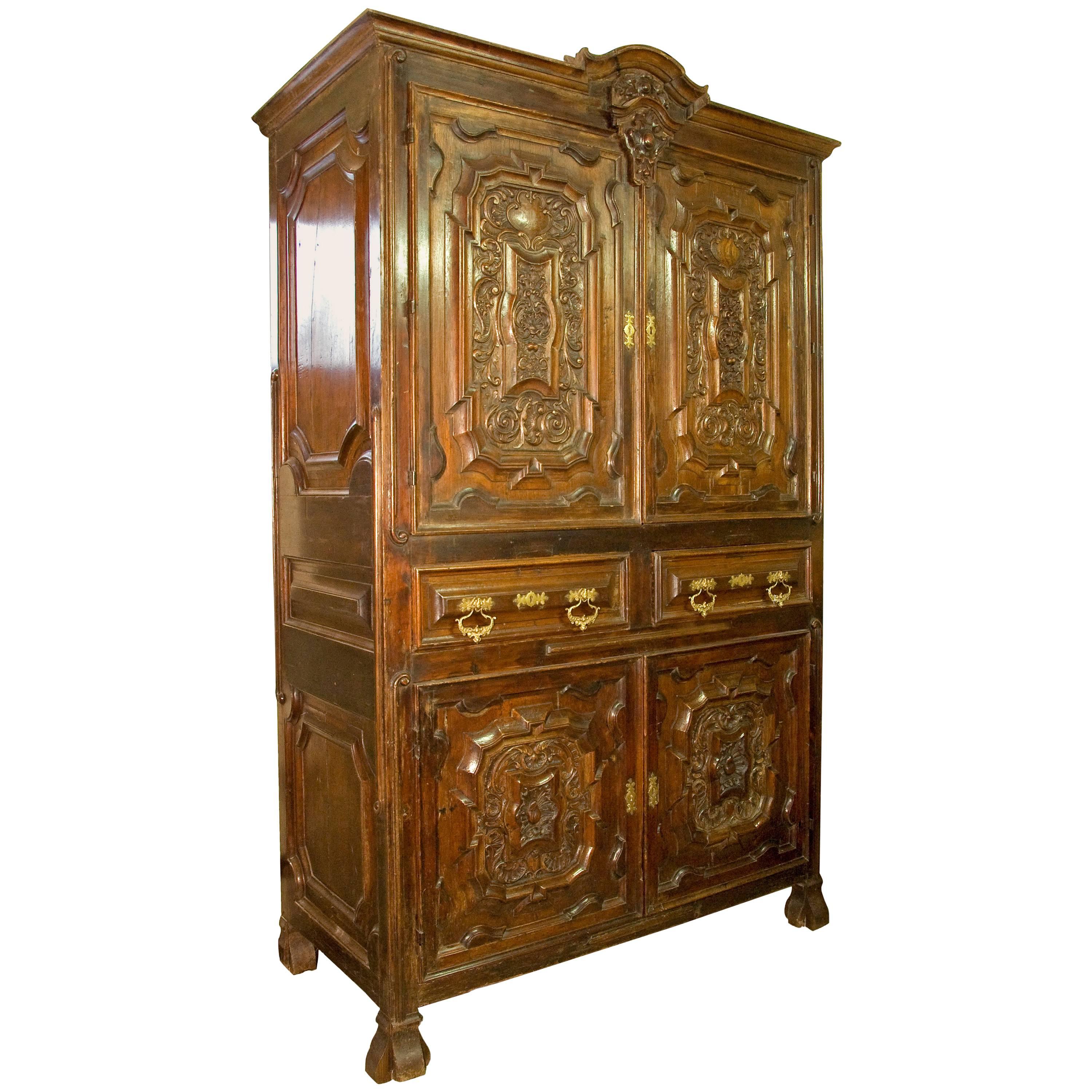 Oak and Walnut Cupboard First Half of the 18th Century