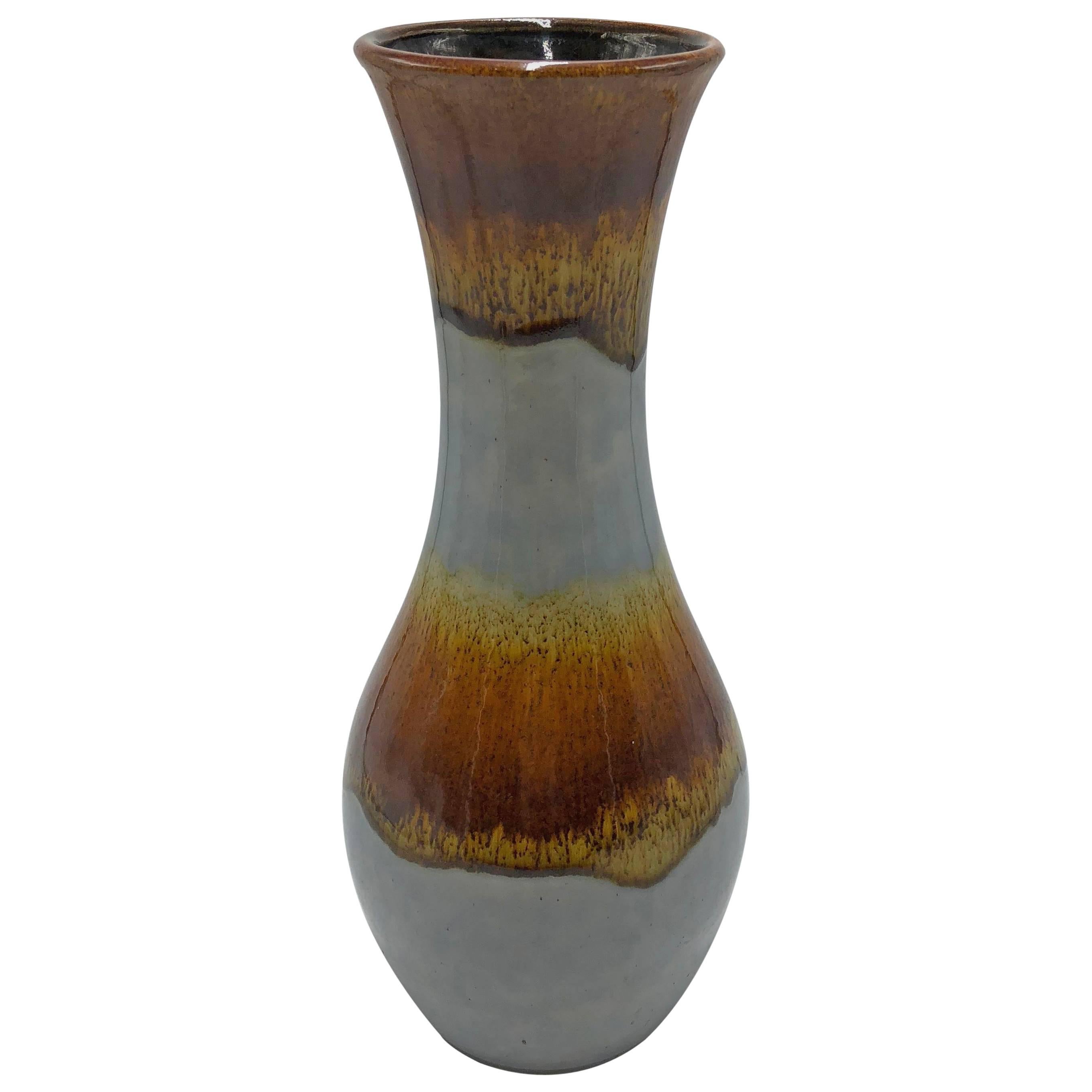 Vintage Ü-Keramik, Übelacker Vase, West Germany Ceramics, Pale Blue Vase For Sale