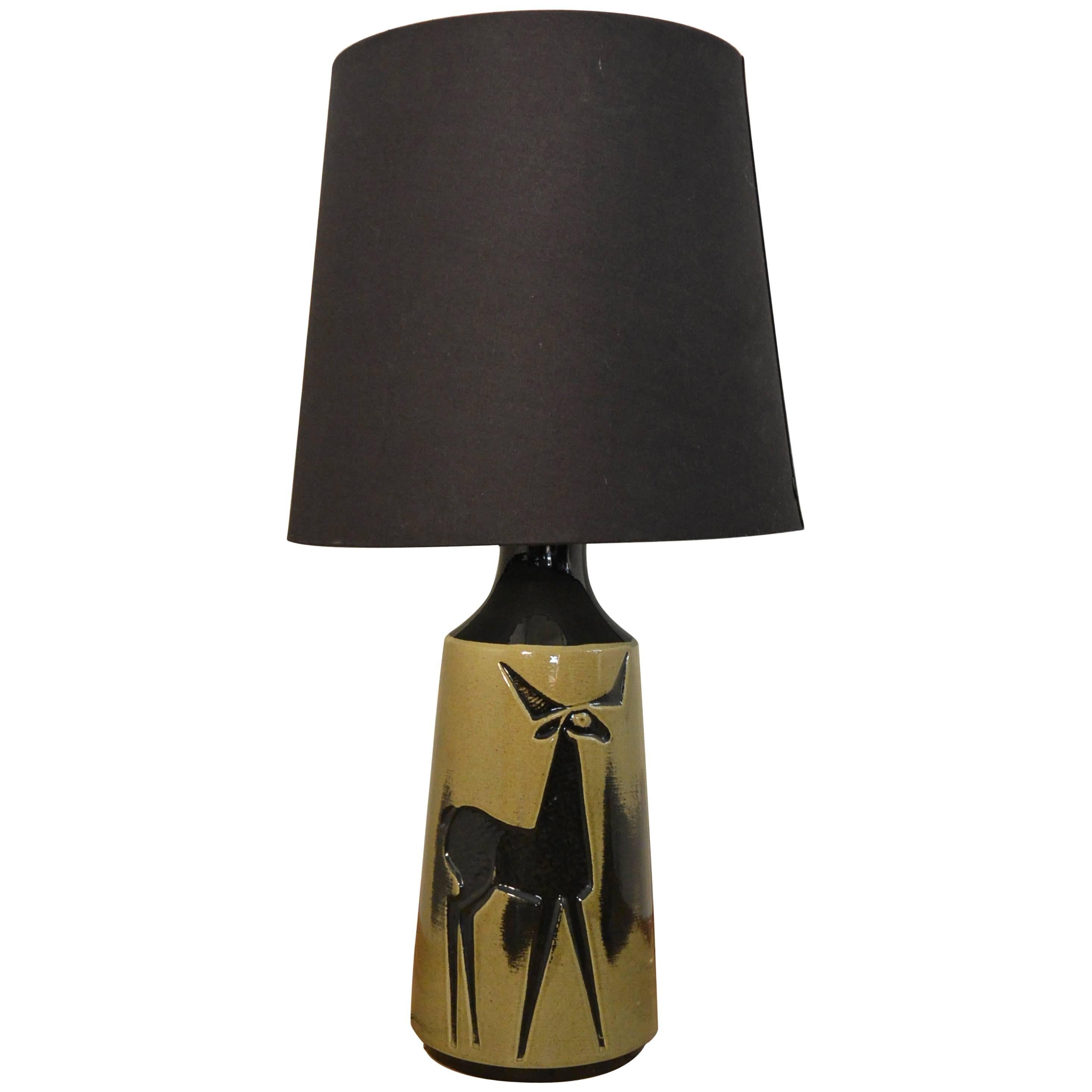 Olive Green Stag Lamp, 1960s, AWF Norway For Sale