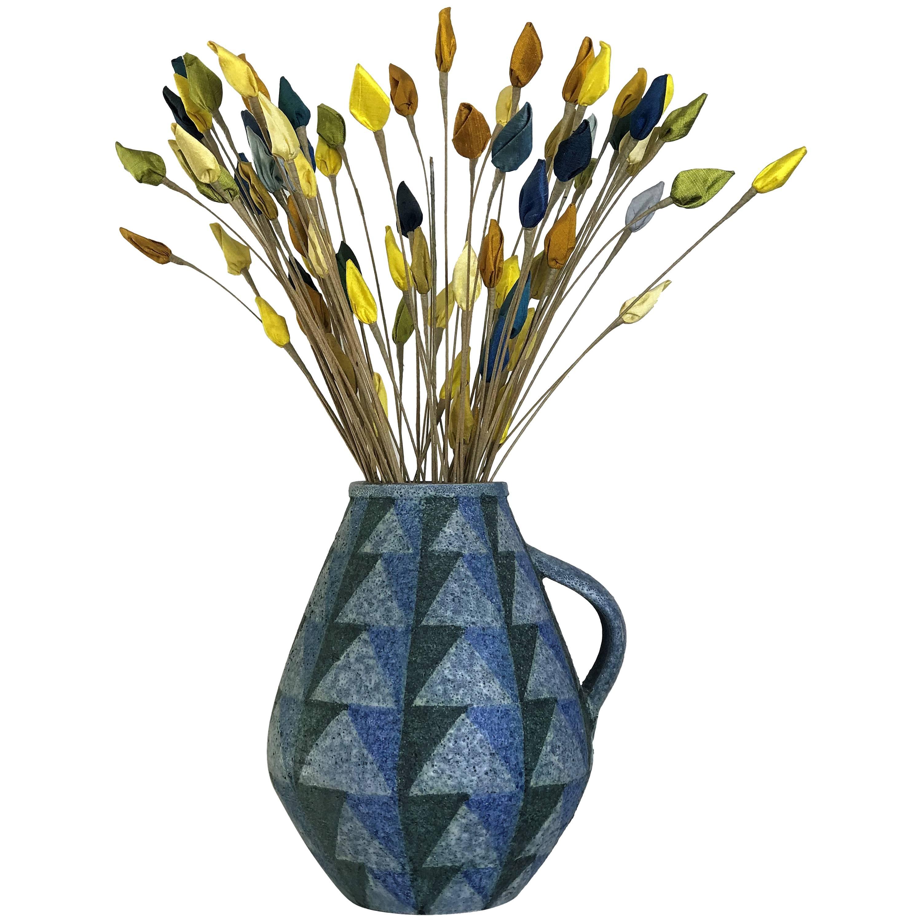 Aldo Londi for Bitossi Raymor Modernist Ceramic Jug or Vase & Faux Flower Spray
