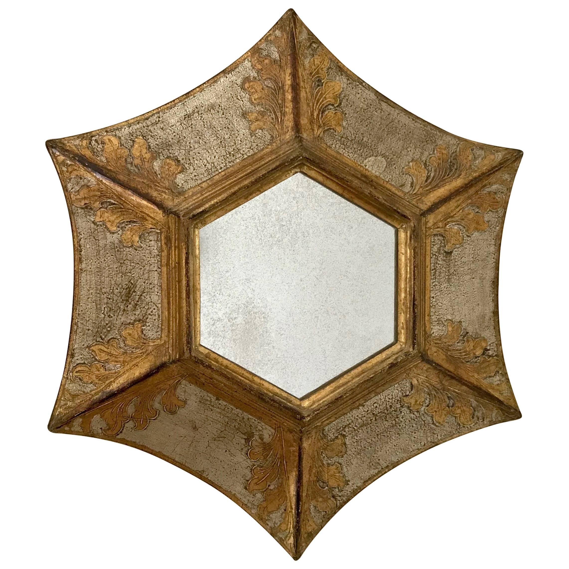 Italian Florentine Giltwood Soleil Sunburst Mirror in Silver and Gold For Sale