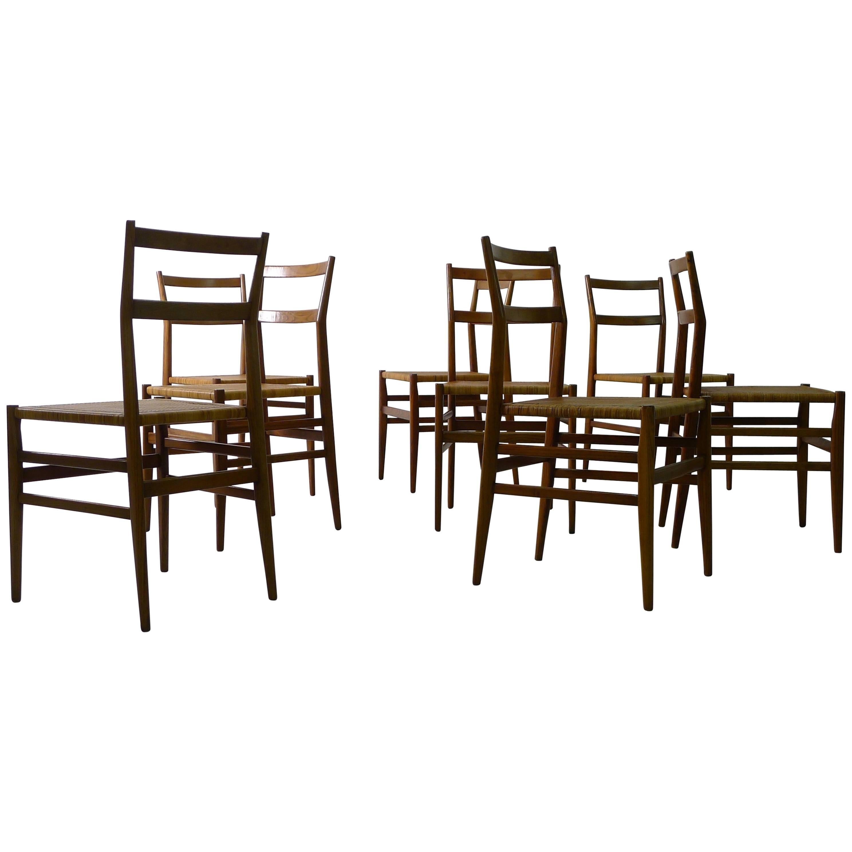 Gio Ponti for Cassina, Italy, Set of Eight Leggera Chairs, 1950s, Labelled