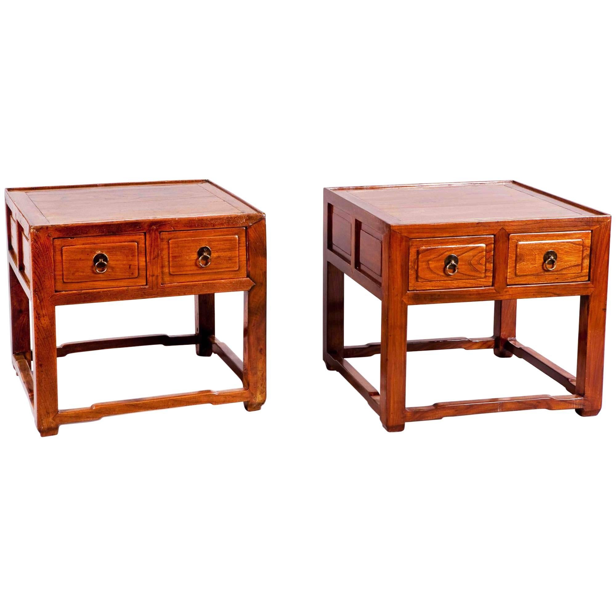 Pair of Side Tables with Drawers Chinese For Sale
