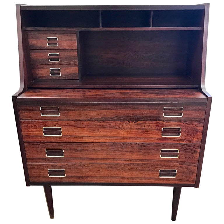 Danish Midcentury Dyrlund Rosewood Secretary Vanity Desk Dresser Wardrobe at 1stDibs
