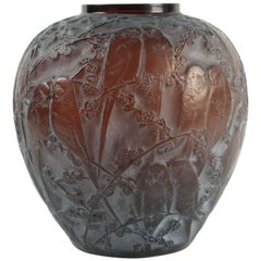 Rene Lalique Amber Vase "Perruches"