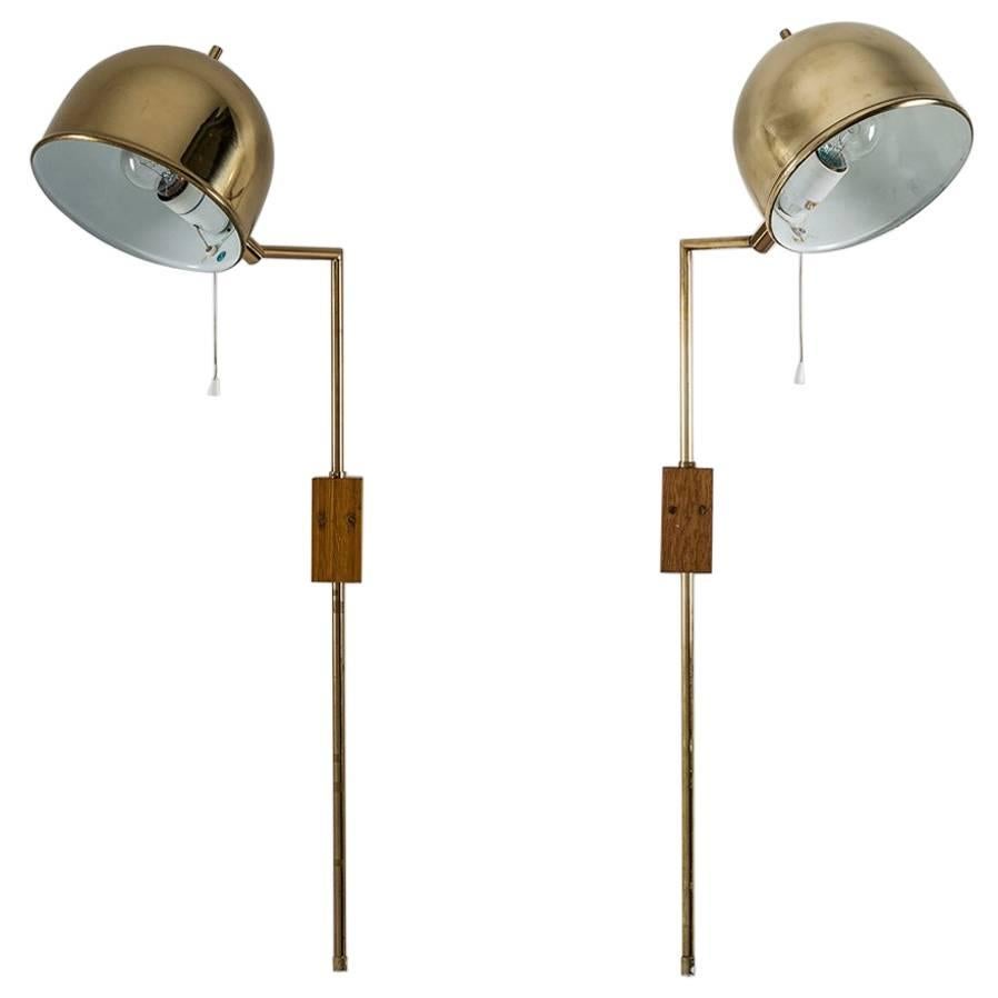 Scandinavian Midcentury Wall Lamps in Brass by Bergboms, Sweden