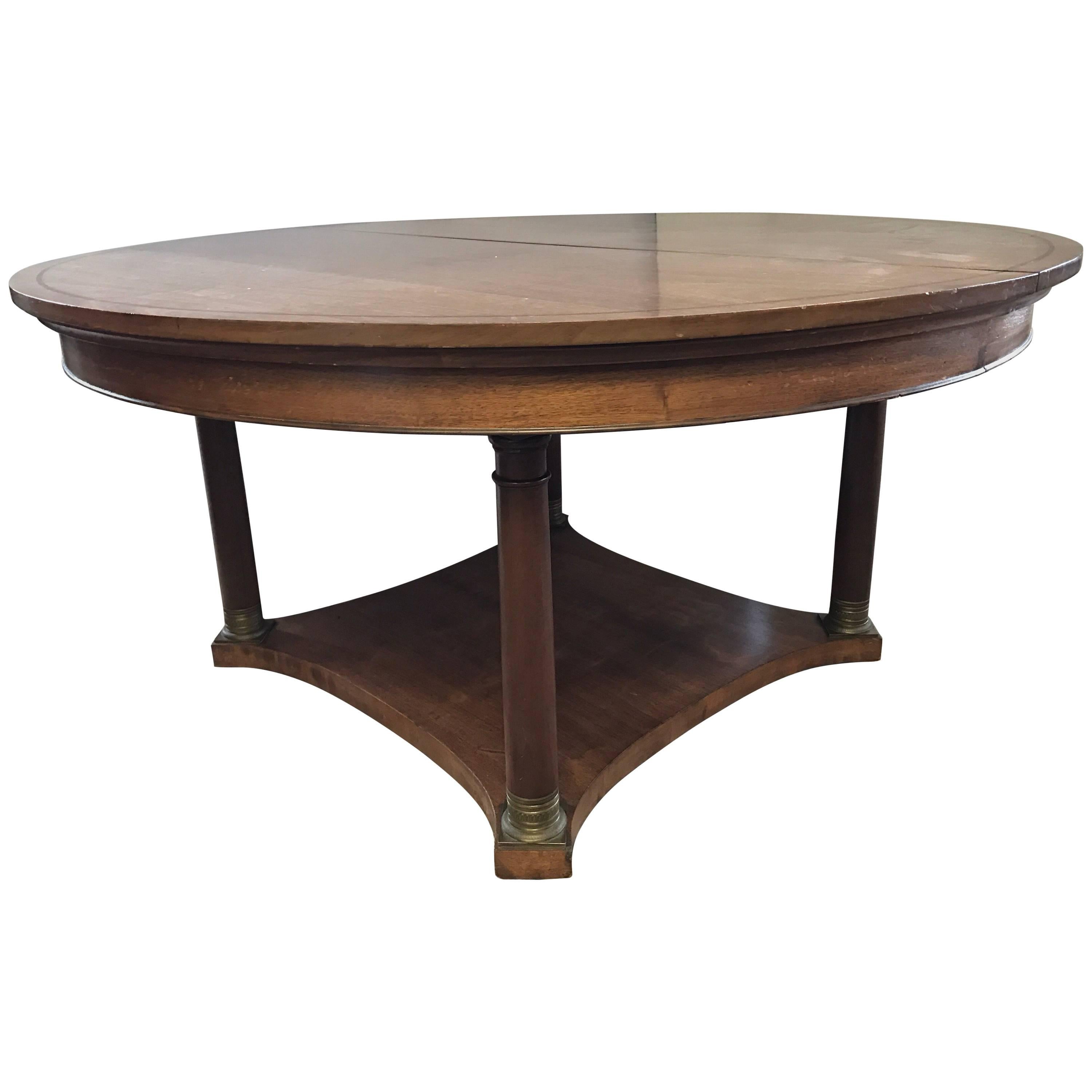 Neoclassical Round Extension Walnut Dining Table Potthast Brothers