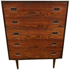 Dyrlund Danish Mid-Century Modern Rosewood Tall Chest Dresser