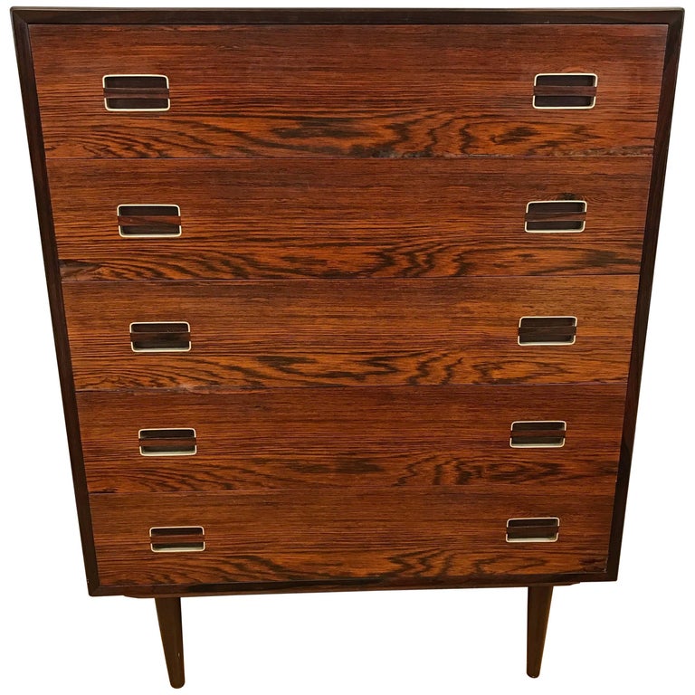 Dyrlund Danish MidCentury Modern Rosewood Tall Chest Dresser at