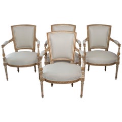 Set von vier bemalten und vergoldeten Napoleon III.-Fauteuils