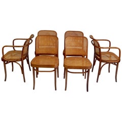 Chaises cannées originales Josef Hoffmann Thonet en bois courbé des années 1920:: Pologne