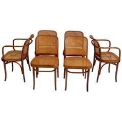 Antique Original 1920s Josef Hoffmann Thonet Bentwood Cane Chairs, Poland