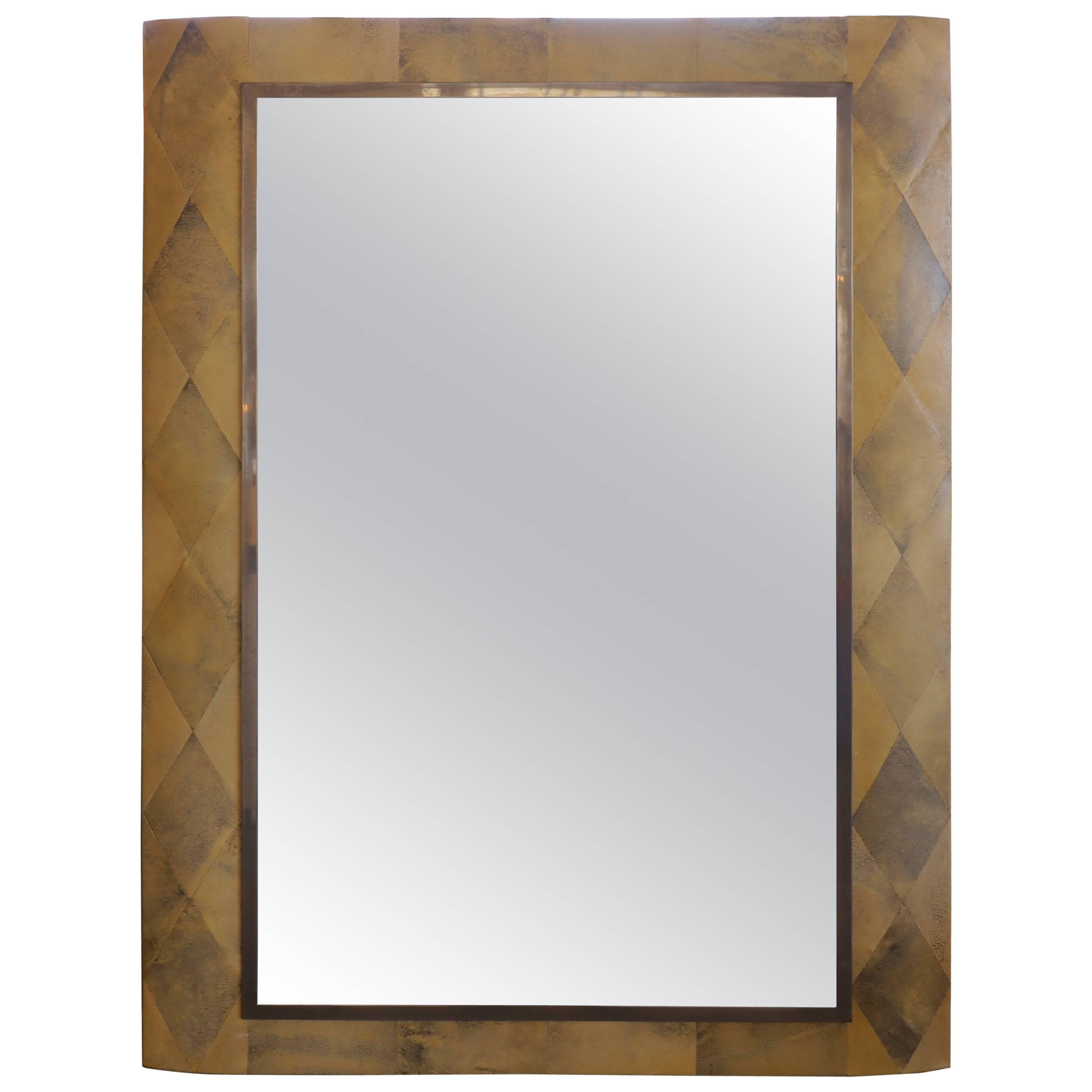 Art Deco Shagreen Diamond Pattern Mirror