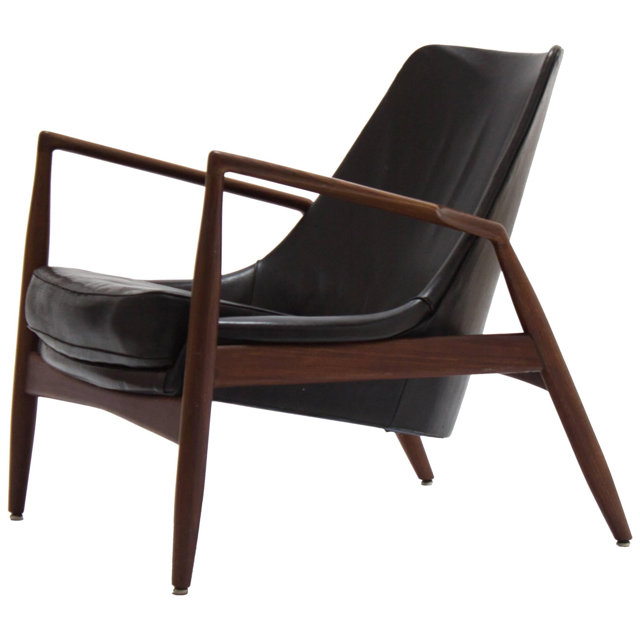 Ib Kofod-Larsen Black Seal Lounge Chair, Sweden, 1950s